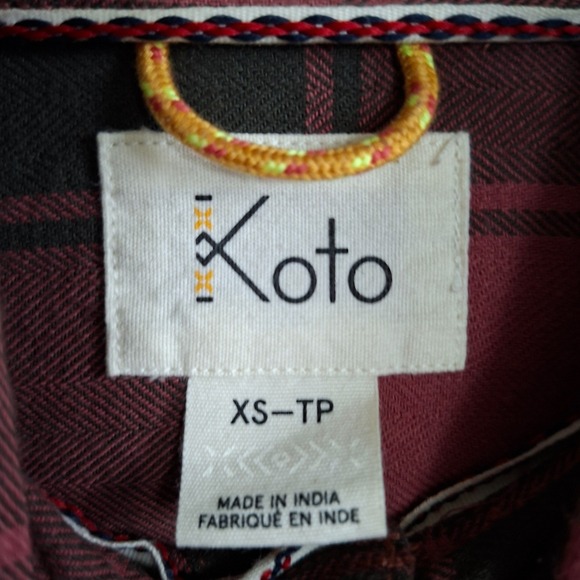 KOTO Urban Outfitters 100% Cotton Flannel Shirt Size XS Button Down Plaid - Picture 7 of 9
